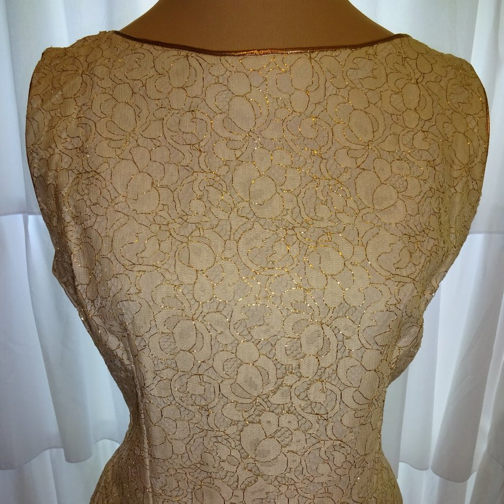 Vintage 1960s/1970s Judy Bond Button Back Top Blouse White Gold 14/34 S M